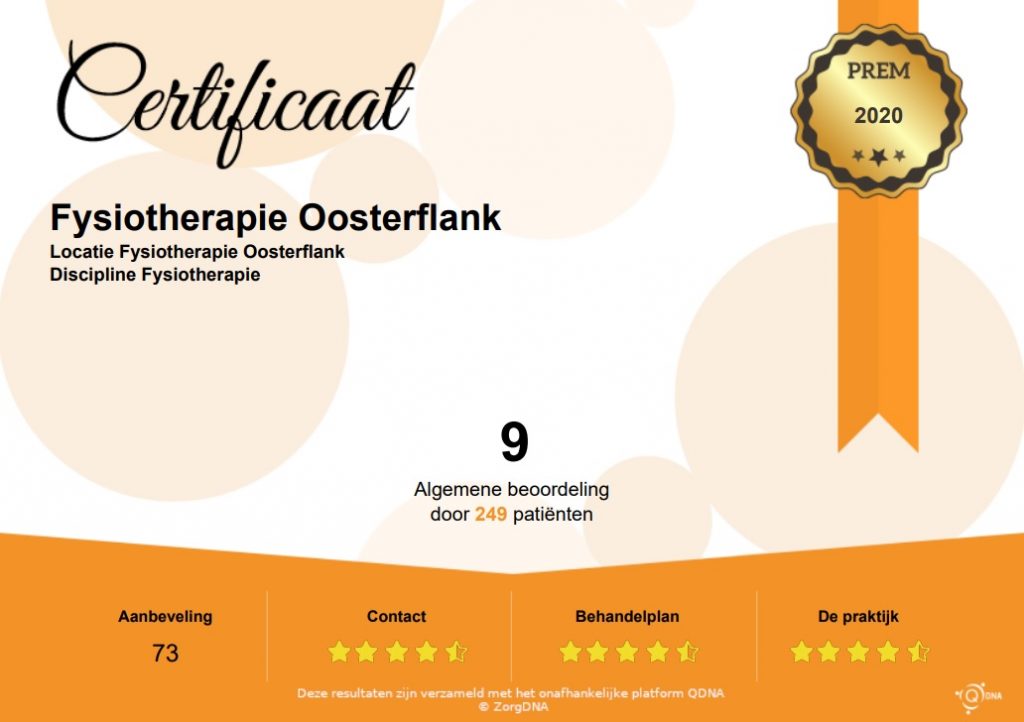 Certificaat 2020 Fysio Therapie Oosterflank